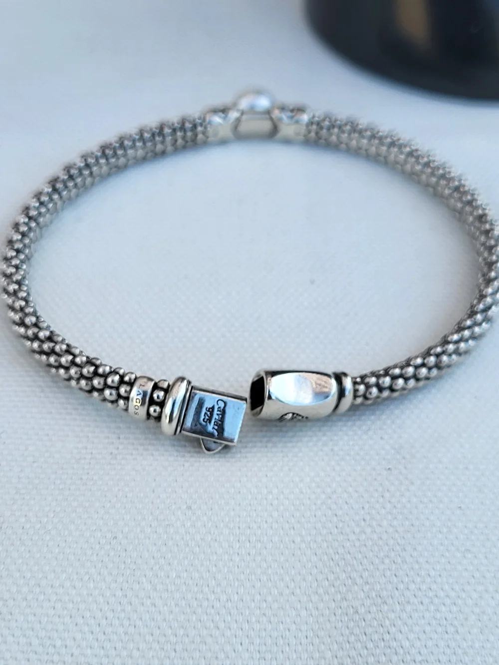 Lagos Luna Sterling Silver Pearl Caviar Bracelet - White Pearl.  #225b1